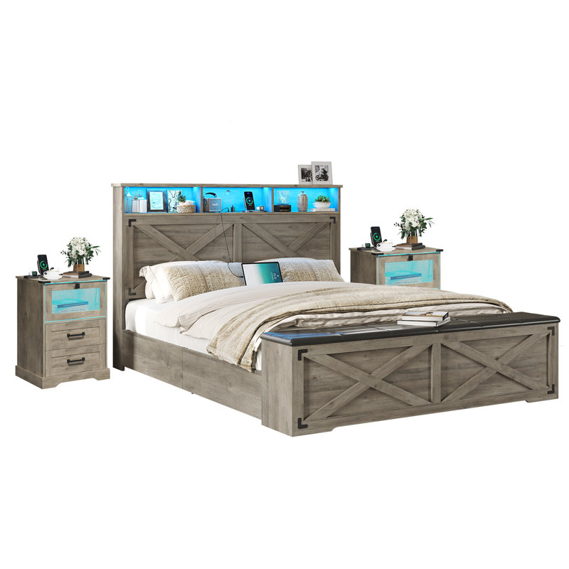Bedroom Set: 1 Bed + 2 Bedside Tables