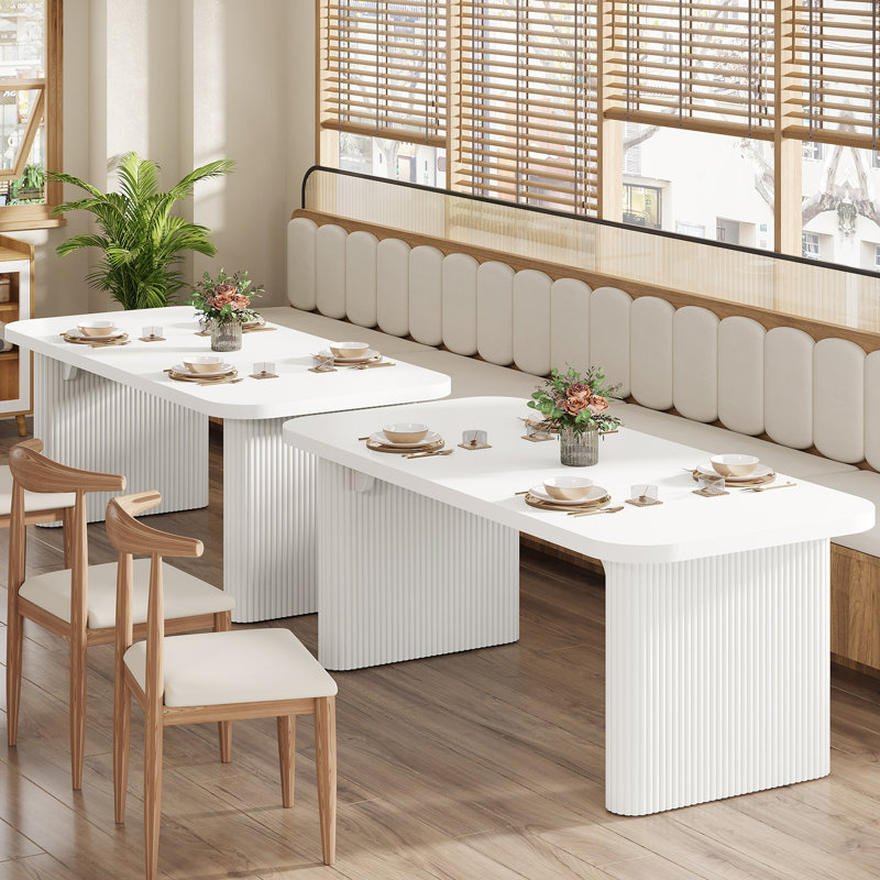 Modern Wood Dining Table, Rectangle Kitchen Table For Dining Room, Restaurant, White
