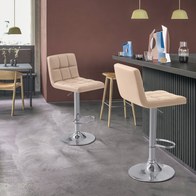 Swivel Upholstered Faux Leather Adjustable Height Counter Stool with Steel Frame