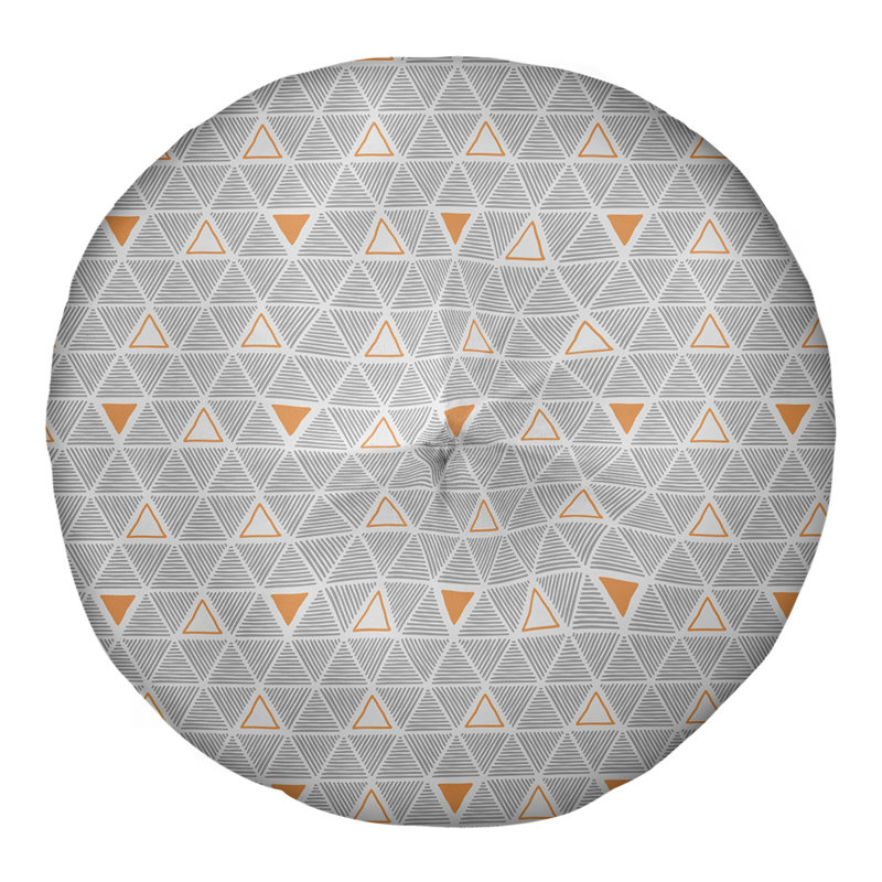 Coussin de sol classique à motif de triangles dessinés à la main, 30 po x 30 po, Accent orange
