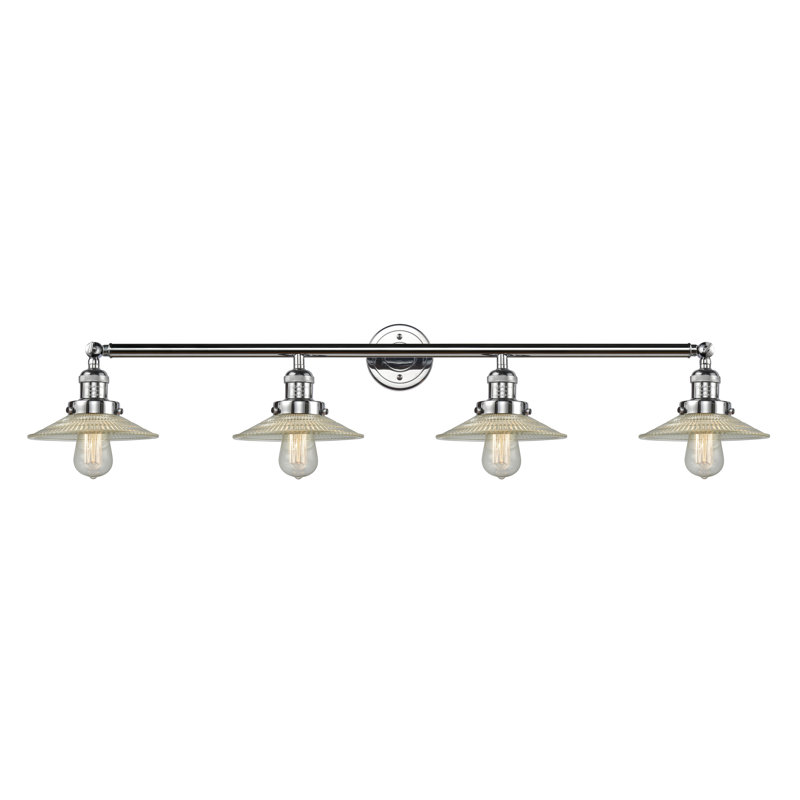 Reyhani 4 - Light Dimmable Vanity Light, Clear Halophane, Polished Chrome, 60 Watt Vintage Incandescent Bulb