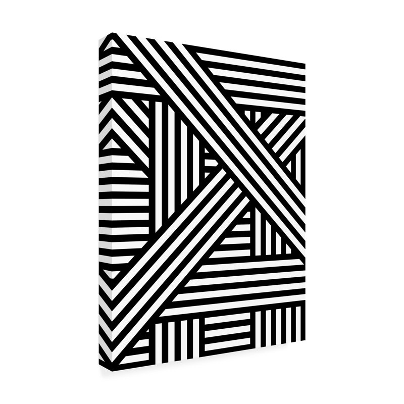 «Goree» abstrait noir et blanc audacieux, dessin au trait abstrait moderne 3 - Impression sur toile tendue