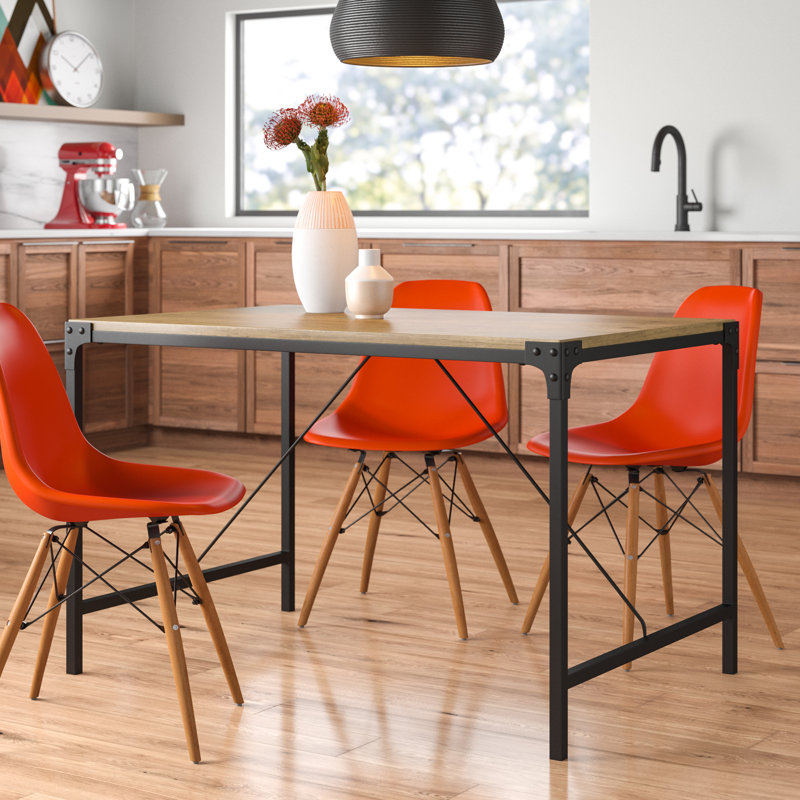 Metal Base Dining Table, Barnwood