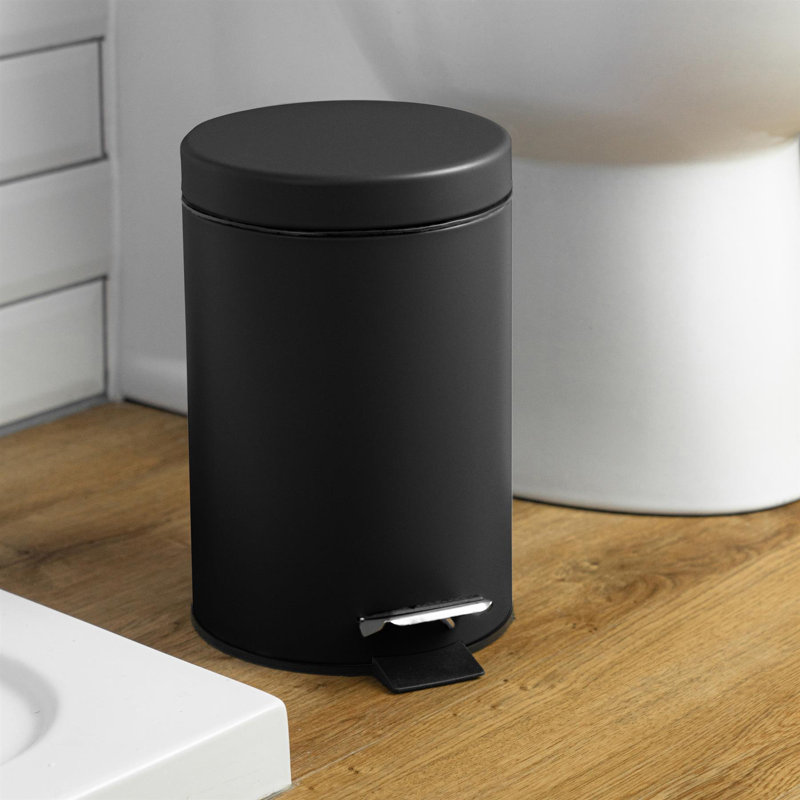 Harbour Housewares 3L Square Bathroom Pedal Bin, Black