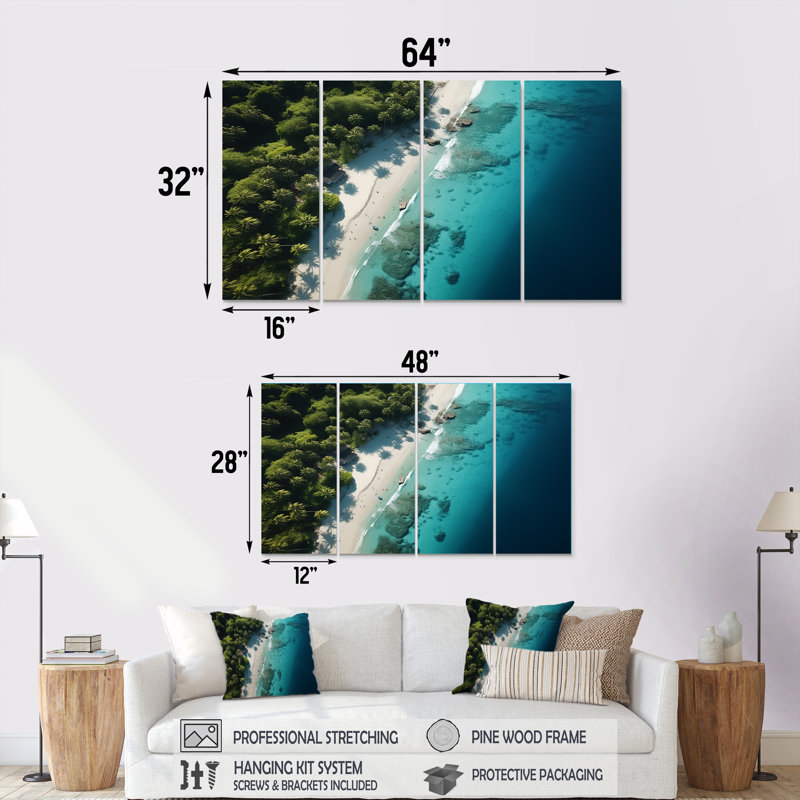 4 pièces d'art mural Relaxing Beach, H 28 po x l 48 po