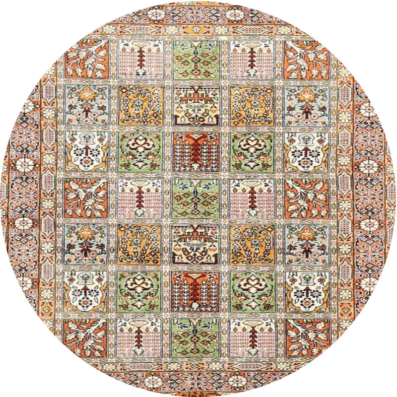 Tapis oriental multicolore tissé à la machine Oriental, Rond 3 pi
