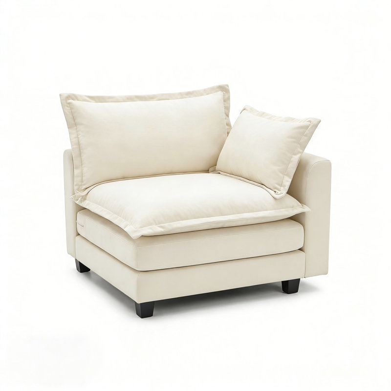 Fauteuil avec accoudoirs et fauteuil sans accoudoirs pour canapé modèle spécifique, beige