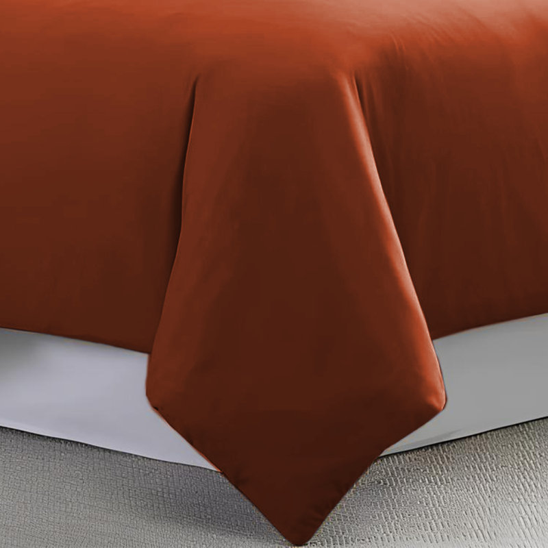 Humiston Solid Colour Duvet Cover Set with Pillowcases, Single Duvet Cover + 1 Standard Pillowcase, Rust