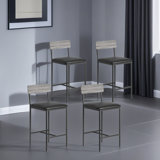 Bar Stools  With Footrest, Upholstered Bar Chairs With Back, Counter Height Barstools, Set Of 4