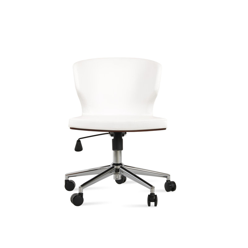 Chaise de bureau Amed Plus, Chrome chrome, Blanc