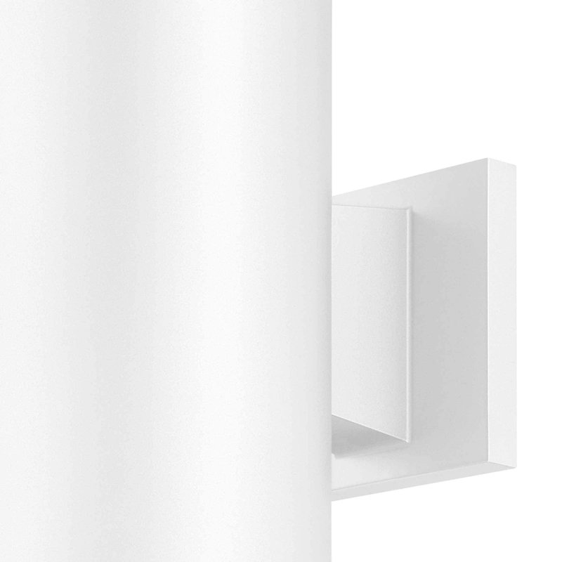1-Light 6"W Indoor or Outdoor White Aluminum Cylinder Wall Mount Armed Wall Sconce, 12" H x 6" W x 8.75" D
