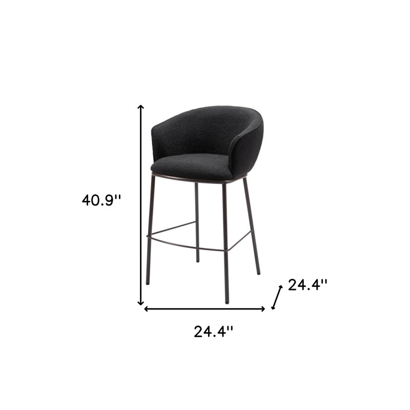 Chaise de bar en peau de mouton 30 po noir et bronze