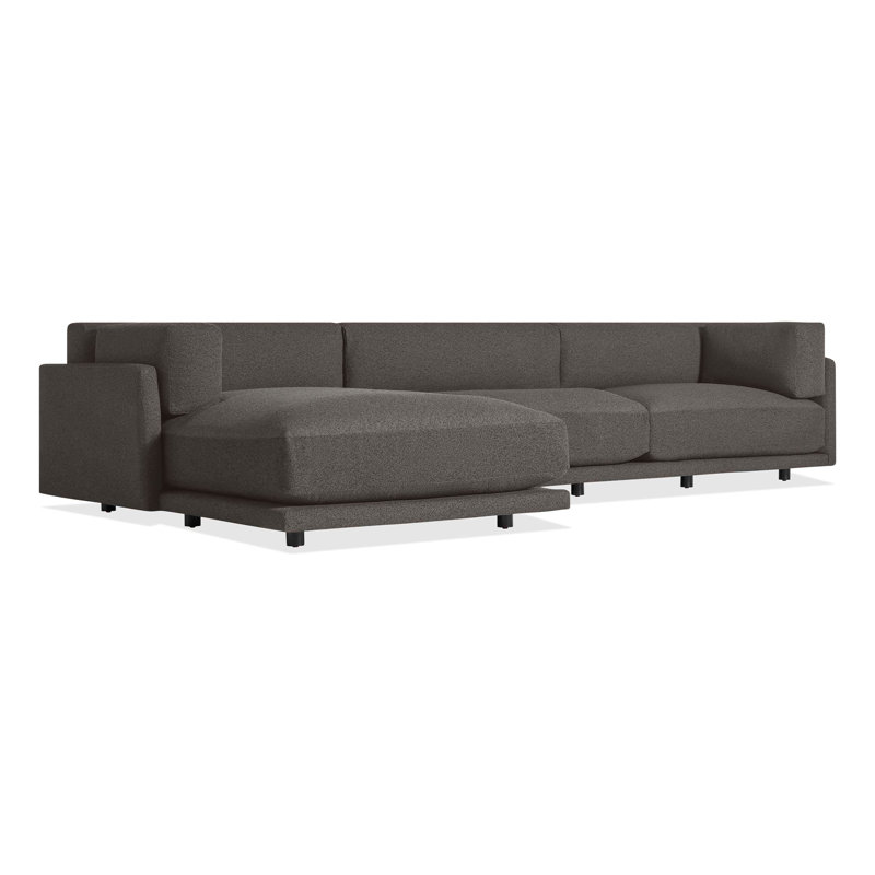 Sunday Chaise Sectional, Left Hand Facing, Kelso Charcoal 100% Polyester