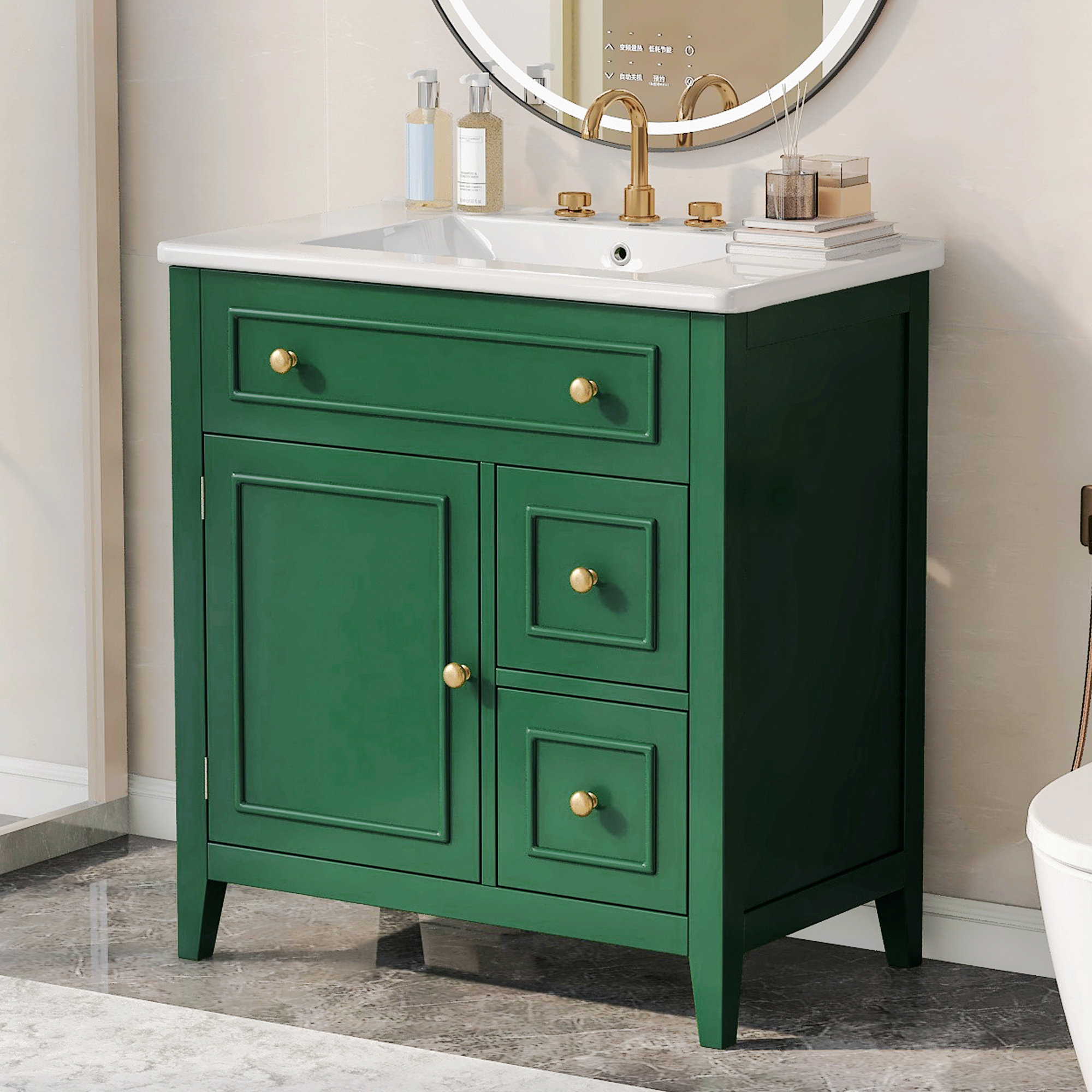 Mama 30 Single Bathroom Vanity With Solid Manufactured Wood Top