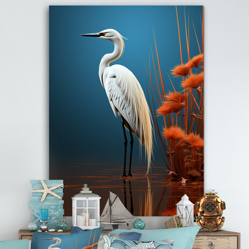 Minimal Heron Portrait, reproduction d'art sur toile, Toile tendue, H 32 po x l 24 po x P 1 po