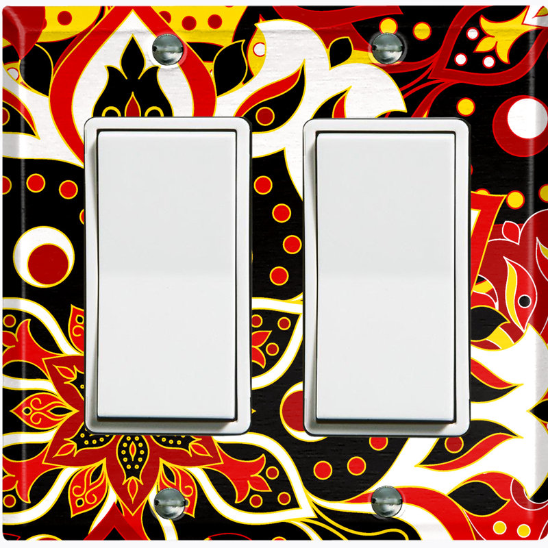 Plaque murale berçante orange et orange à motif de fleurs Mandala