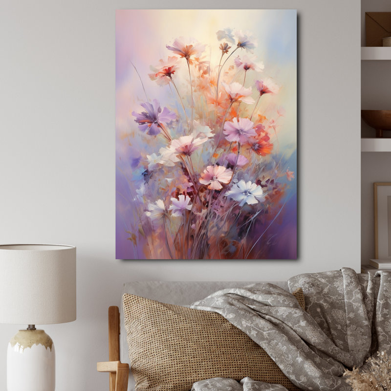 Impression romantique sur toile, "Wildflowers Bouquet Romantic", H 32 po x l 16 po x P 1 po, Toile tendue