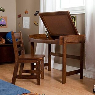 Kids Desk and Chair Set with Drawer Walnut