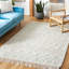 Tapis géométrique fait à la main de couleur ivoire / vert clair Aldeline-166068045
