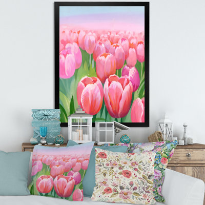Field of Pink Tulips - Photographie de cadre photo sur toile