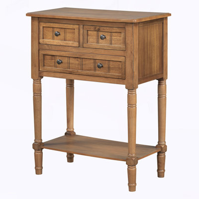 Narrow Console Table, Slim Sofa Table with Three Storage Drawers and Bottom Shelf