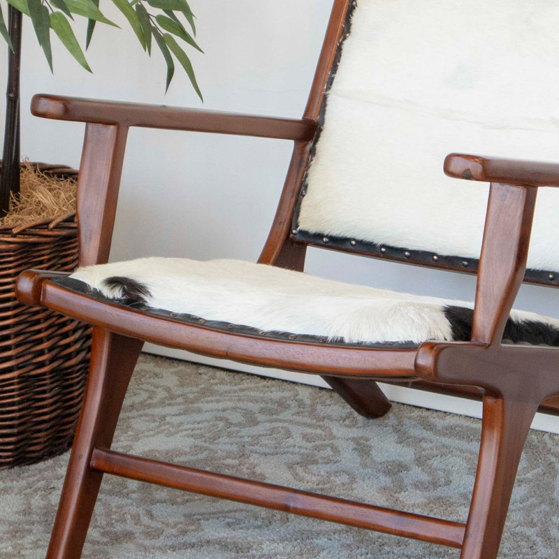 Fauteuil Rexford de 23,5 cm de large, Fourrure véritable noire / blanche