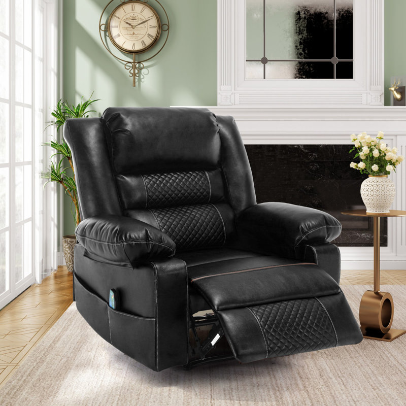 Fauteuil inclinable de massage en cuir respirant, Similicuir noir