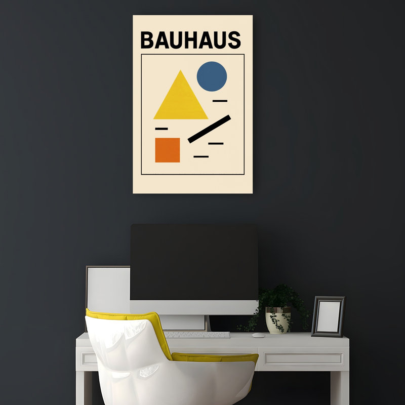 Geometric Primary Shapes Abstract Bold Colorful Wall Art Print 1 Piece Wrapped Canvas Wall Art, 45.72cm H x 30.48cm W