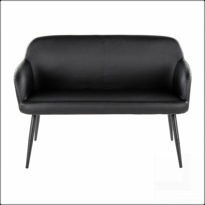 Banc à haut dossier en acier noir et similicuir