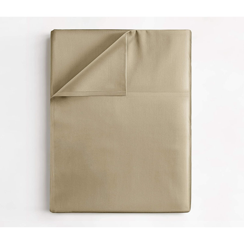 400 Thread Count Cotton Flat Sheet – Cooling, Breathable & Soft Top Sheet, Beige, Queen