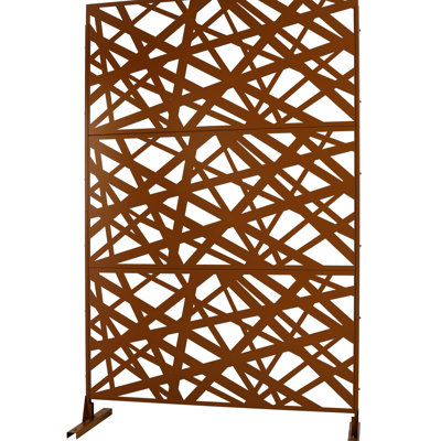 Outdoor & Indoor Privacy Screen 76" H48" W - Metal, Freestanding. Rust , Brown Fence For Patio, Deck Lawn