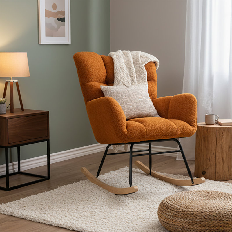 Chaise berçante rembourrée Modern Minimalist, Caramel