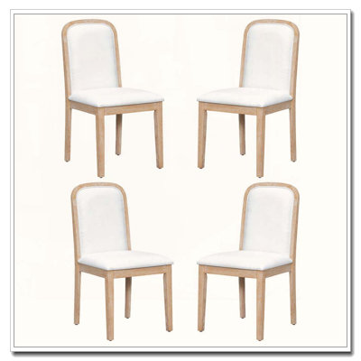 Vintage Style Dining Chair Set of 4 – Solid Wood with Linen Upholstery