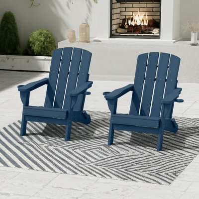 Chaises de foyer d'extérieur pliables en PEHD résistantes aux intempéries avec porte-gobelet Adirondack