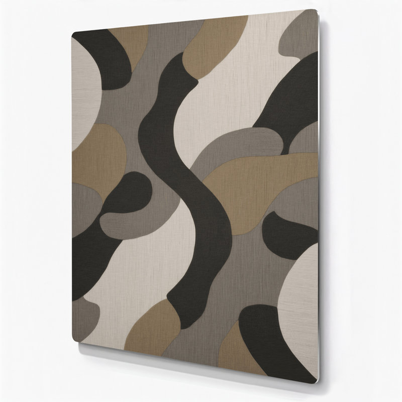 «Abstract Shapes», art mural gris en métal 61, H 24 po x l 36 po