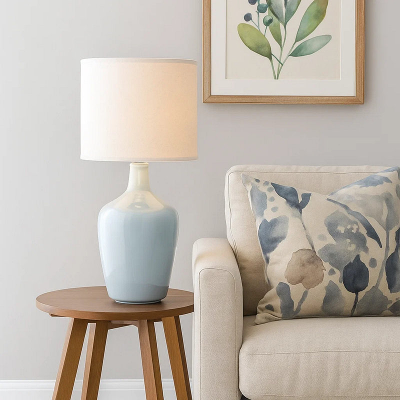 Ceramic Table Lamp, Gray