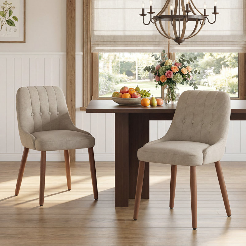 49 cm H Upholstered Fabric Dining Chair, Camel