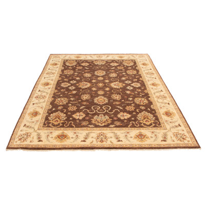 Tapis brun torsadé noué à la main 9 pi 2 po x 12 pi 1 po Chobi