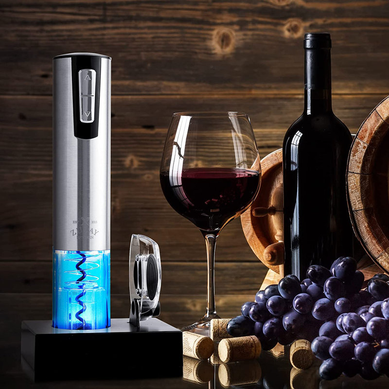 Stainless Steel Electric Wine Opener with Charging Base and Foil Cutter