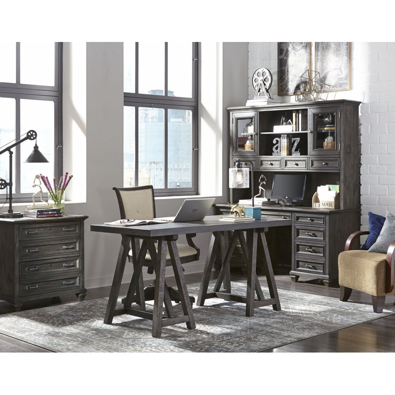Kerey Credenza Desk, Weathered Charcoal