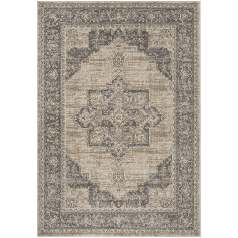 Hogan Oriental Area Rug, Rectangle 91 x 152cm, Cream/Grey