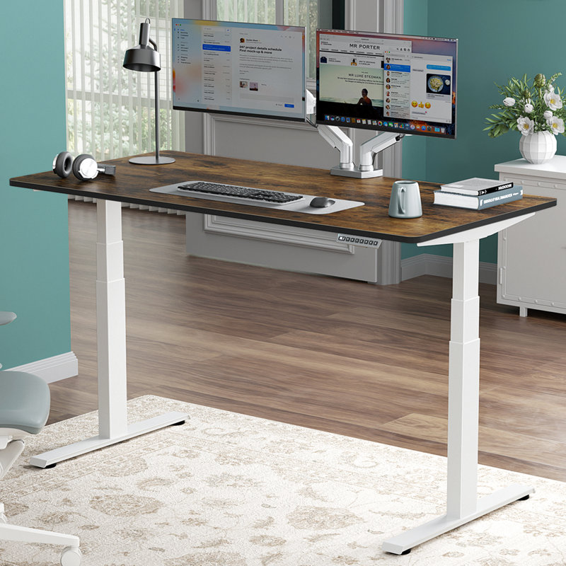 Premium Standing Desk Plus, Brown, White