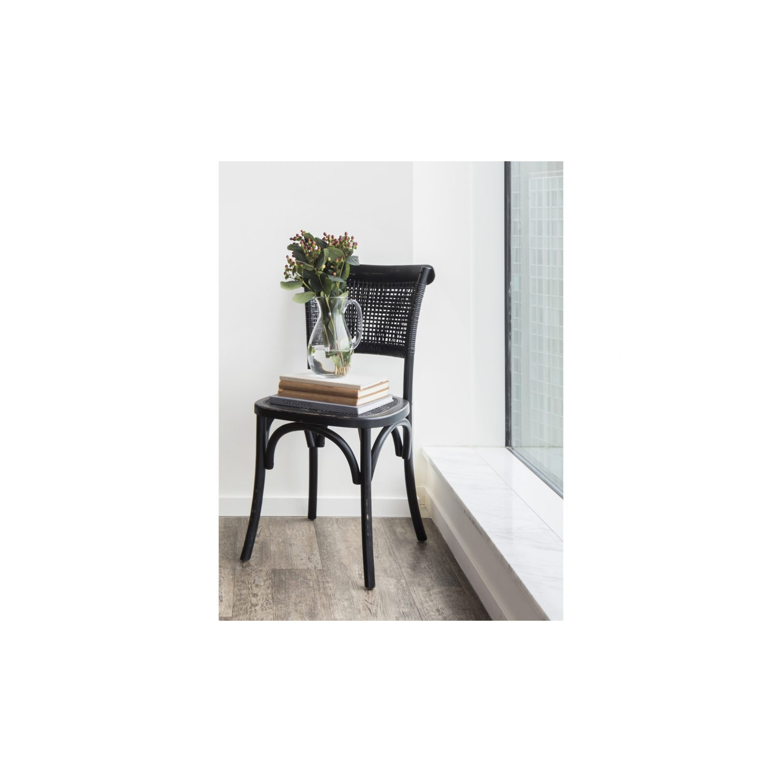Dain Cane Side Chair, Black