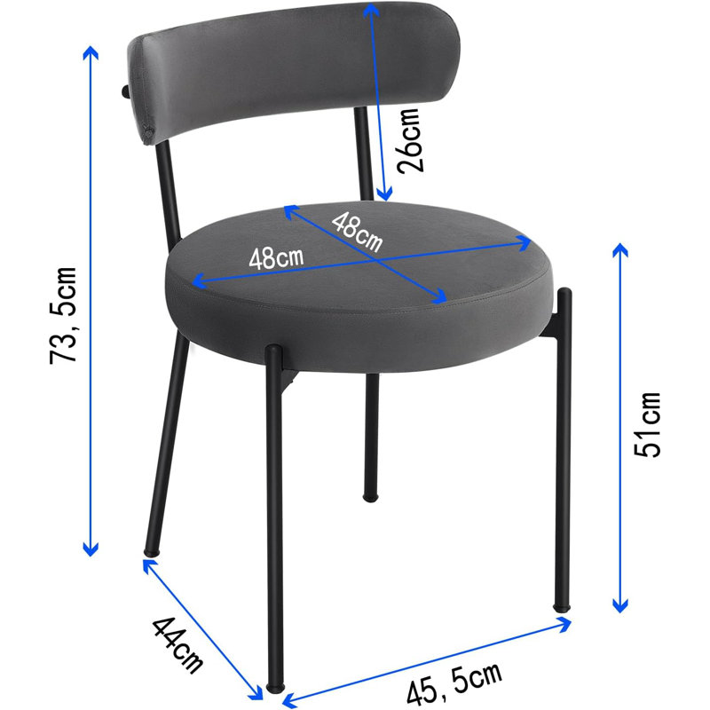 51cm H Upholstered Upholstered Back Cantilever Chair, Grey/Brown/Blue, 6