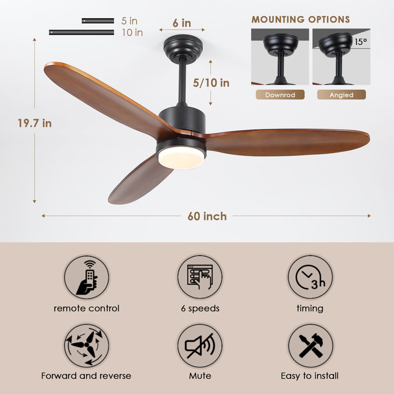 Ventilateur de plafond avec lumière Wrought Studio ™