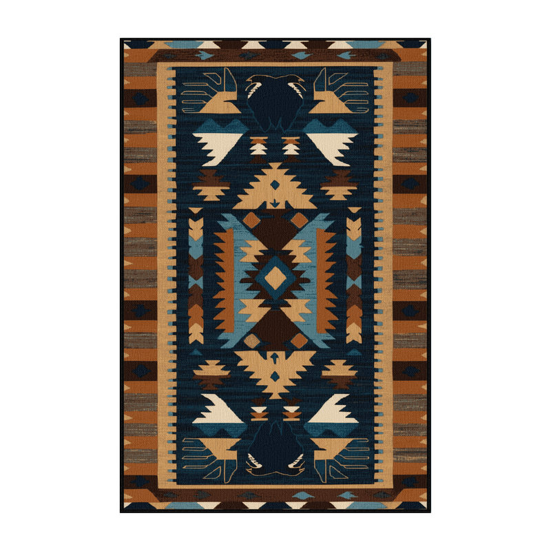 Washable Raven and Crow Southwestern Area Rug, Rectangle 2' x 3'