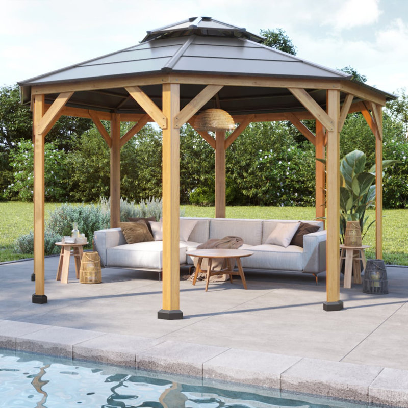 Cedar Wooden Gazebo EGGI - 3.96m x 3.96m, Anthracite, Black