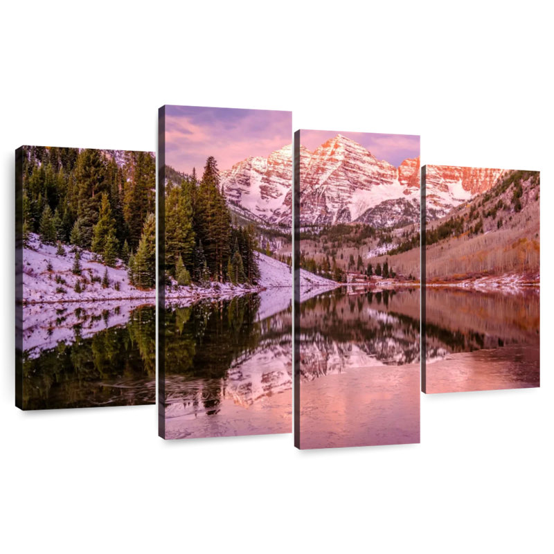 Alvord Maroon Bells, lever de soleil rose, H 32 po x l 52 po