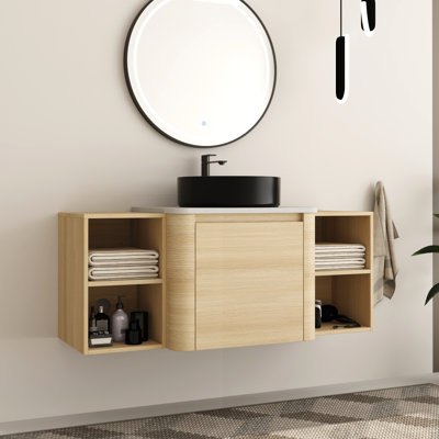 Ensemble de meuble-lavabo simple 48 po avec plateau en pierre reconstituée Eaton