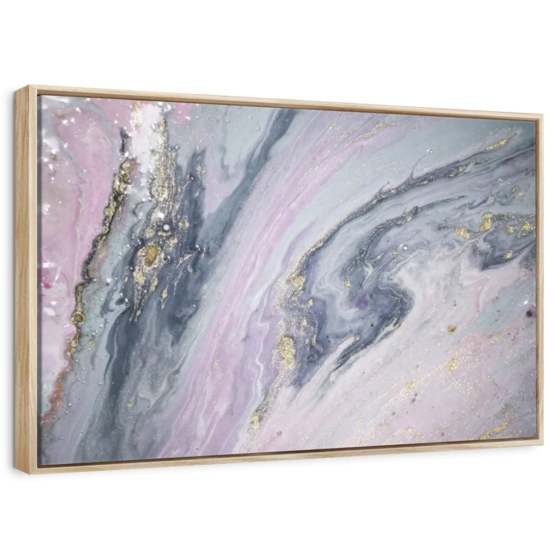 Luper rose et gris, Cadre flottant en bois naturel, 13 po x 9 po